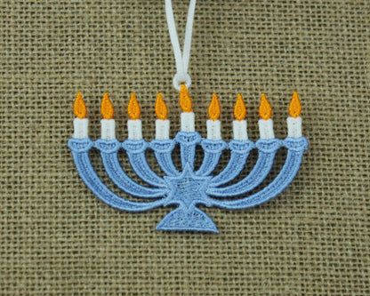 Menorah embroidered ornament