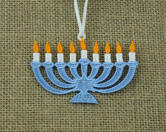 Menorah embroidered ornament