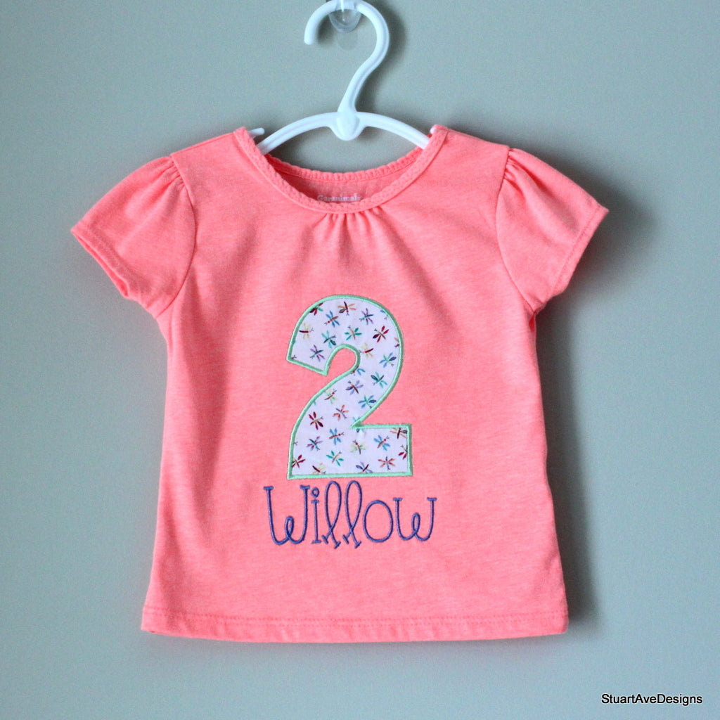 Simple Number and Name Applique Birthday Shirt