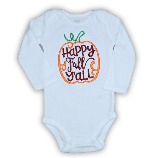 Happy Fall Y'all Pumpkin Embroidered Onesie