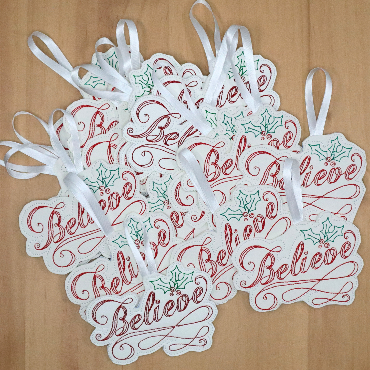 *Believe* Vintage embroidered ornament