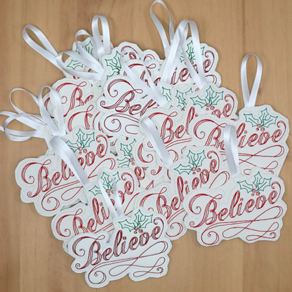*Believe* Vintage embroidered ornament