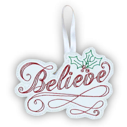*Believe* Vintage embroidered ornament