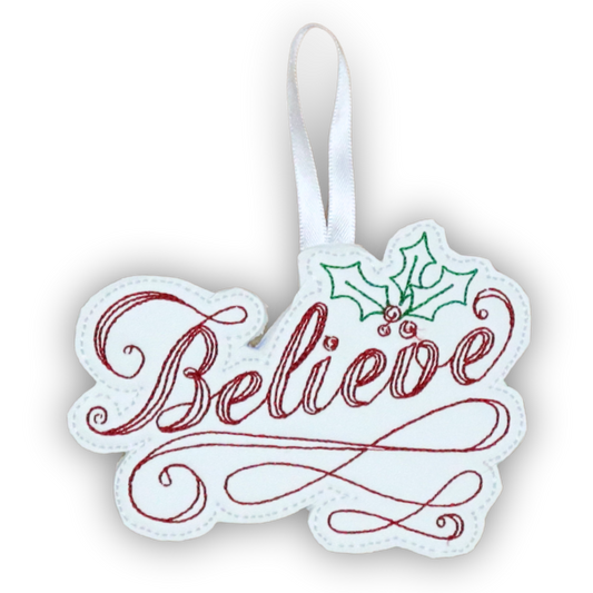 *Believe* Vintage embroidered ornament
