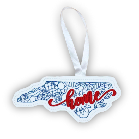North Carolina *home* floral embroidered ornament
