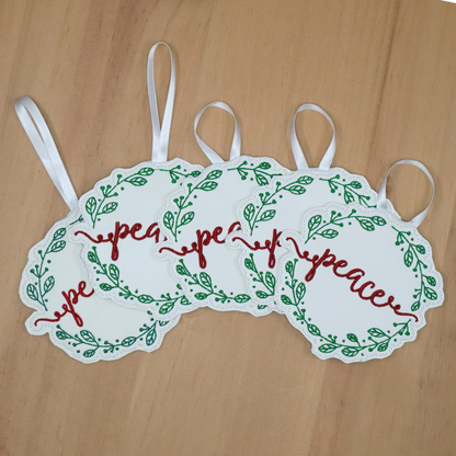 *peace* embroidered ornament