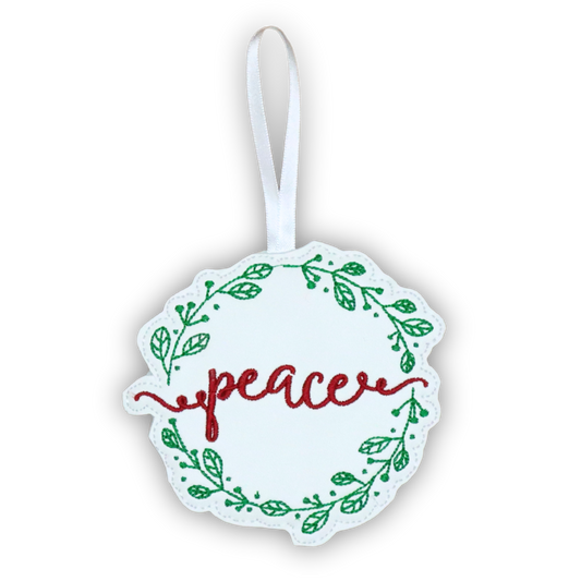 *peace* embroidered ornament