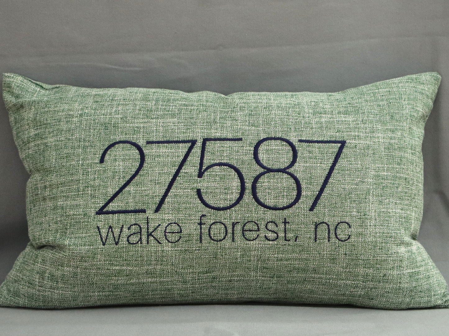 Wake Forest 27587 Lumbar Pillow * Sage with Navy * North Carolina