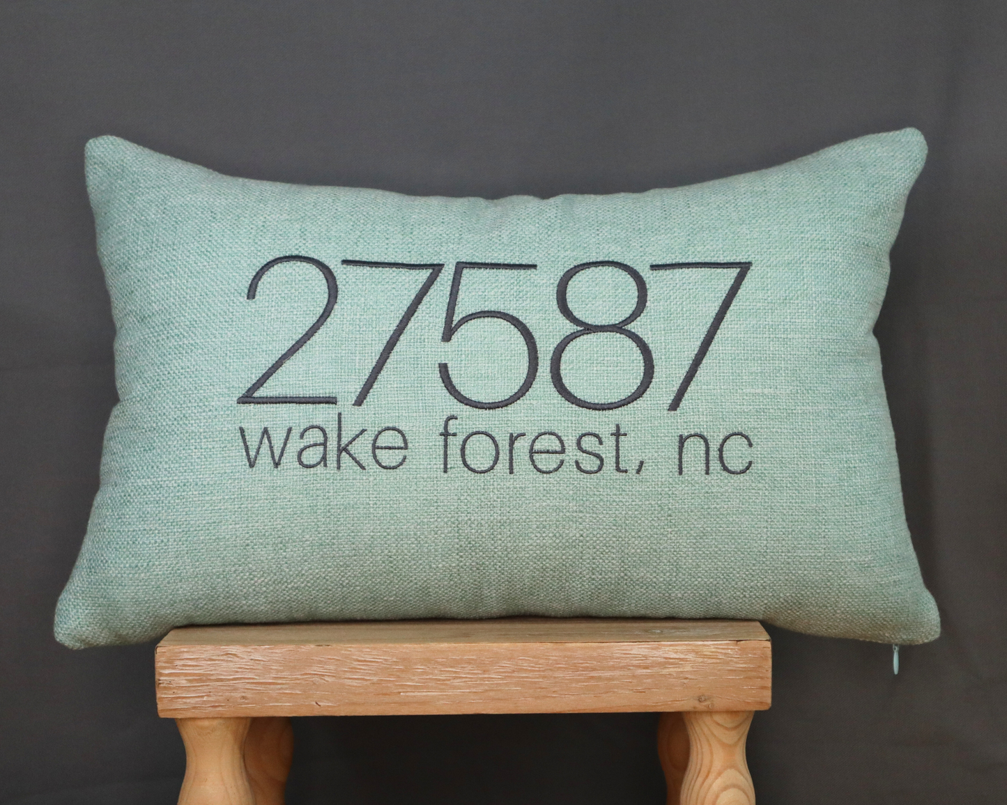 Wake Forest 27587 Lumbar Pillow * Sage with Navy * North Carolina