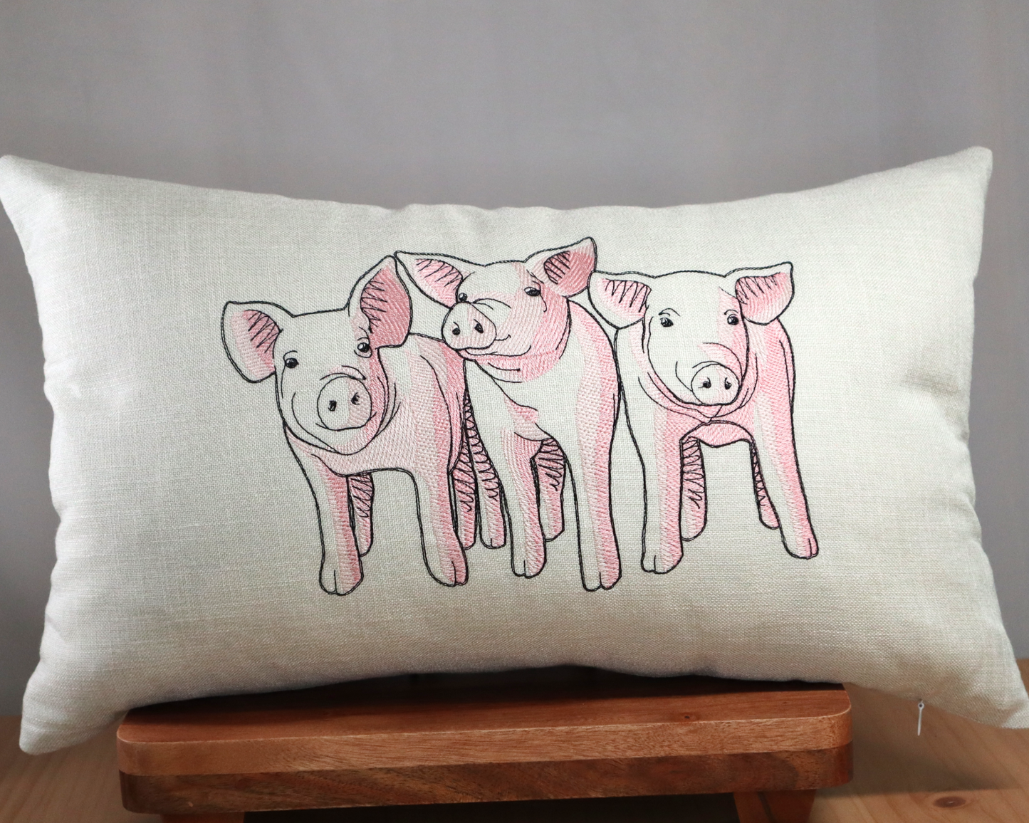 Pig Butts Pillow! 2-sided embroidered pillow.