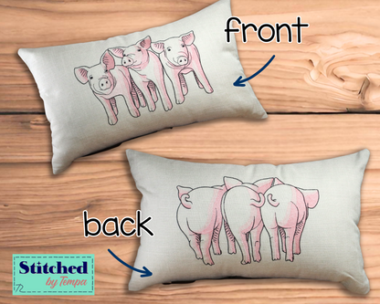 Pig Butts Pillow! 2-sided embroidered pillow.