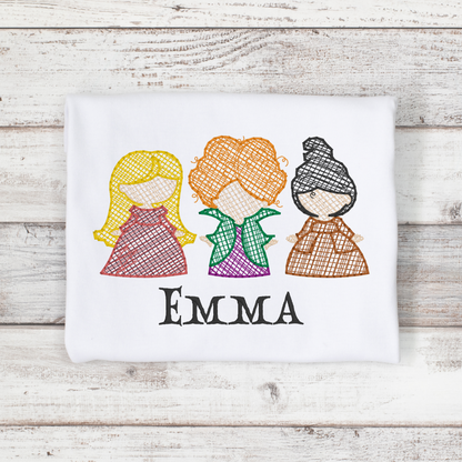 Sanderson Sisters Custom Embroidered Tee