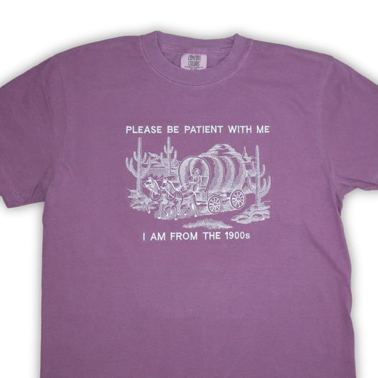 1900s Covered Wagon Embroidered Tee * BERRY