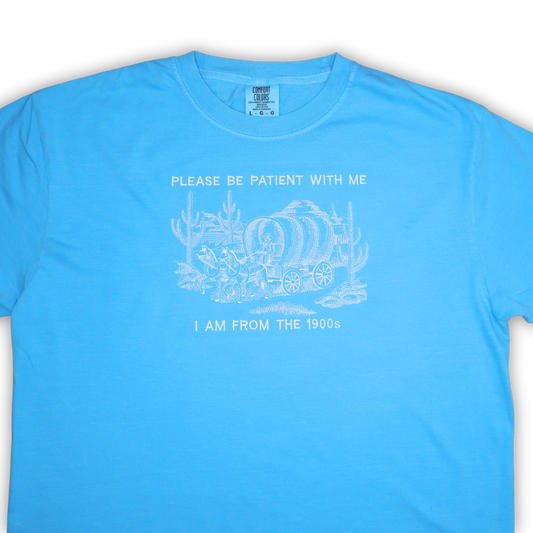 1900s Covered Wagon Embroidered Tee * SAPPHIRE