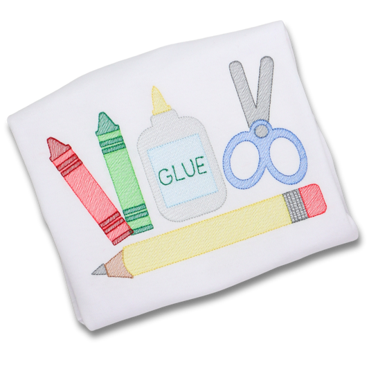 Preschool School Supplies Shirt – Embroidered Back to School Tee