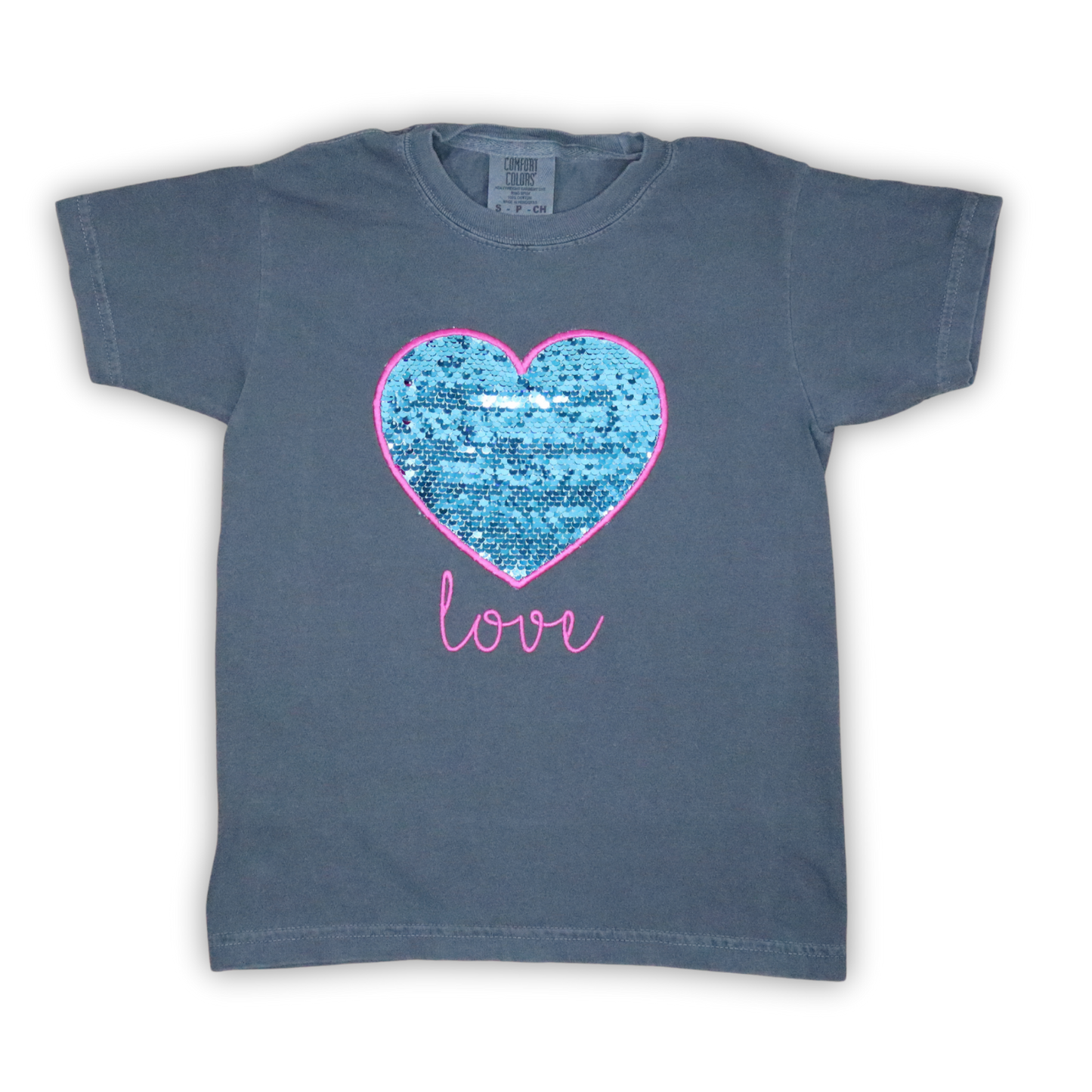 Sweet Kids' Valentine’s Shirt – Heart Embroidered Applique with Flippy Sequins