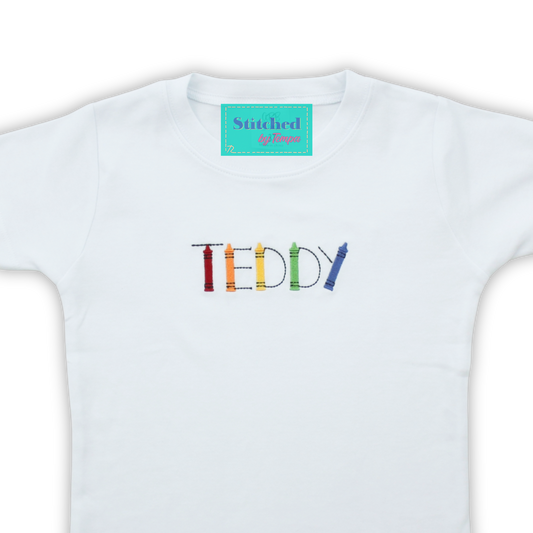 Personalized Crayon Name Shirt – Back to School Tee for Kids