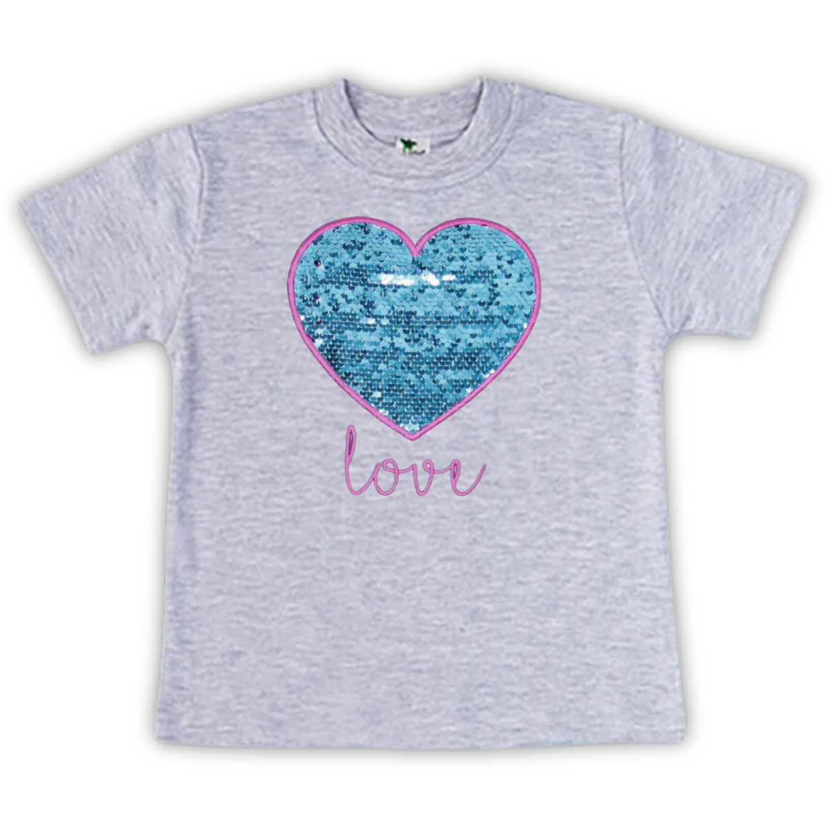 Sweet Kids' Valentine’s Shirt – Heart Embroidered Applique with Flippy Sequins, Baby/Toddler Size
