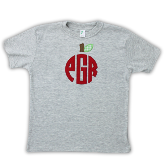 Custom Apple Applique Monogram Shirt – First Day of School Tee