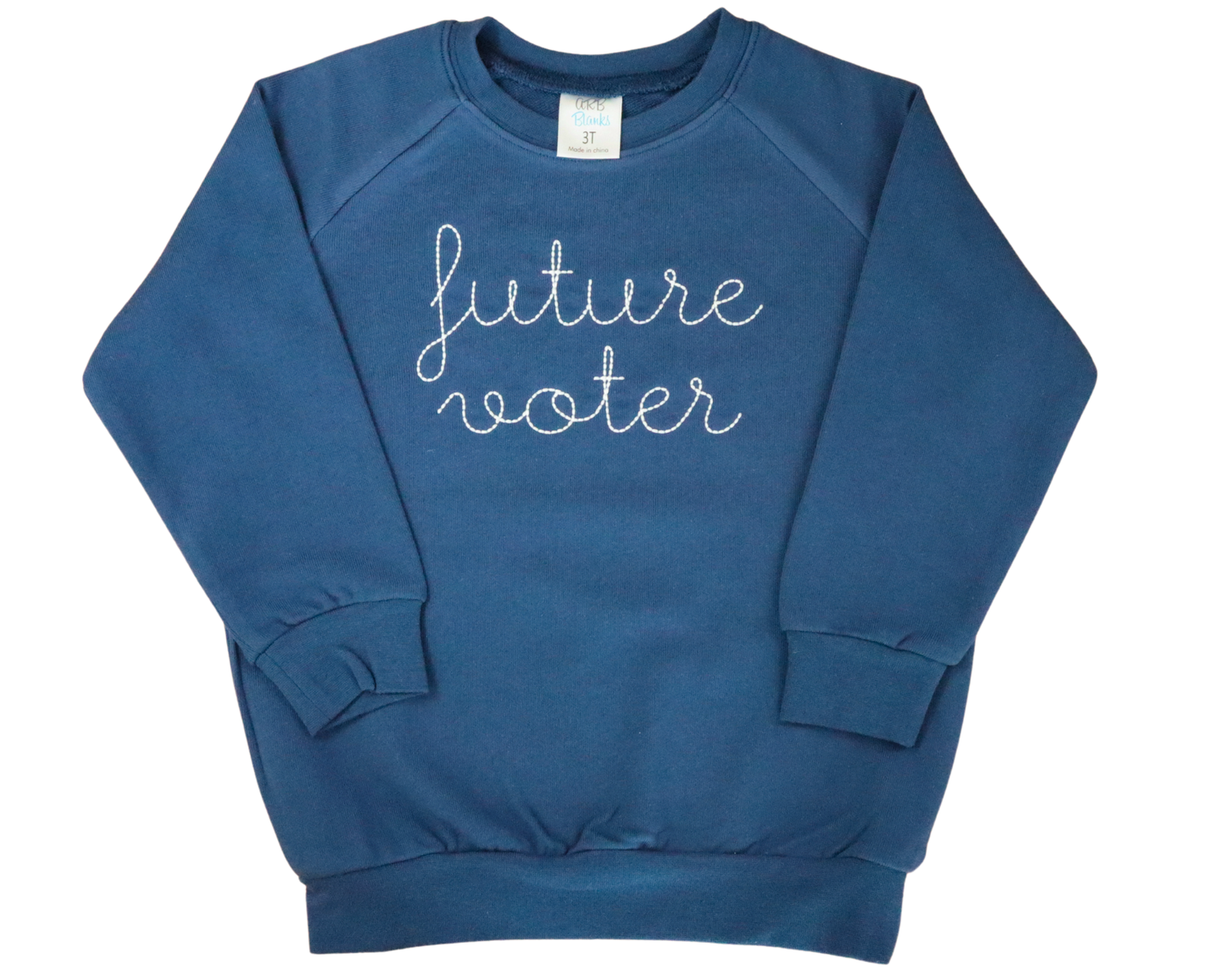 Youth Sweatshirt with hand-embroidered-style cursive
