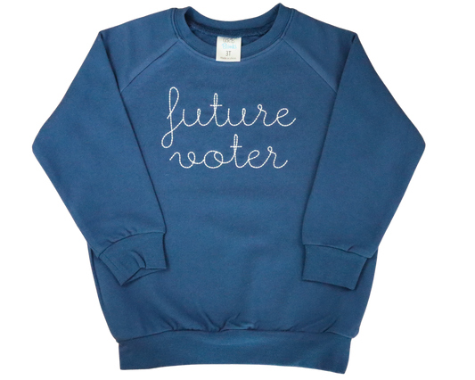 Youth Sweatshirt with hand-embroidered-style cursive