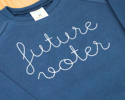 Youth Sweatshirt with hand-embroidered-style cursive