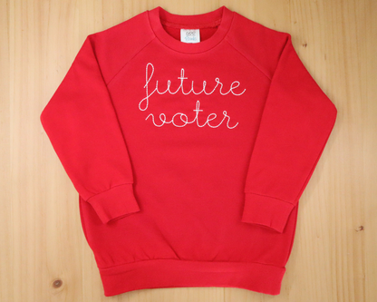 Youth Sweatshirt with hand-embroidered-style cursive