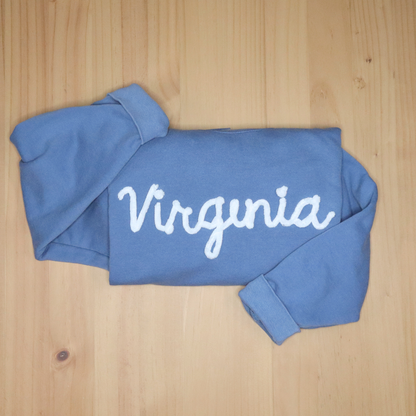 Custom Yarn Embroidery Sweatshirt (Blue Jean "Virginia")
