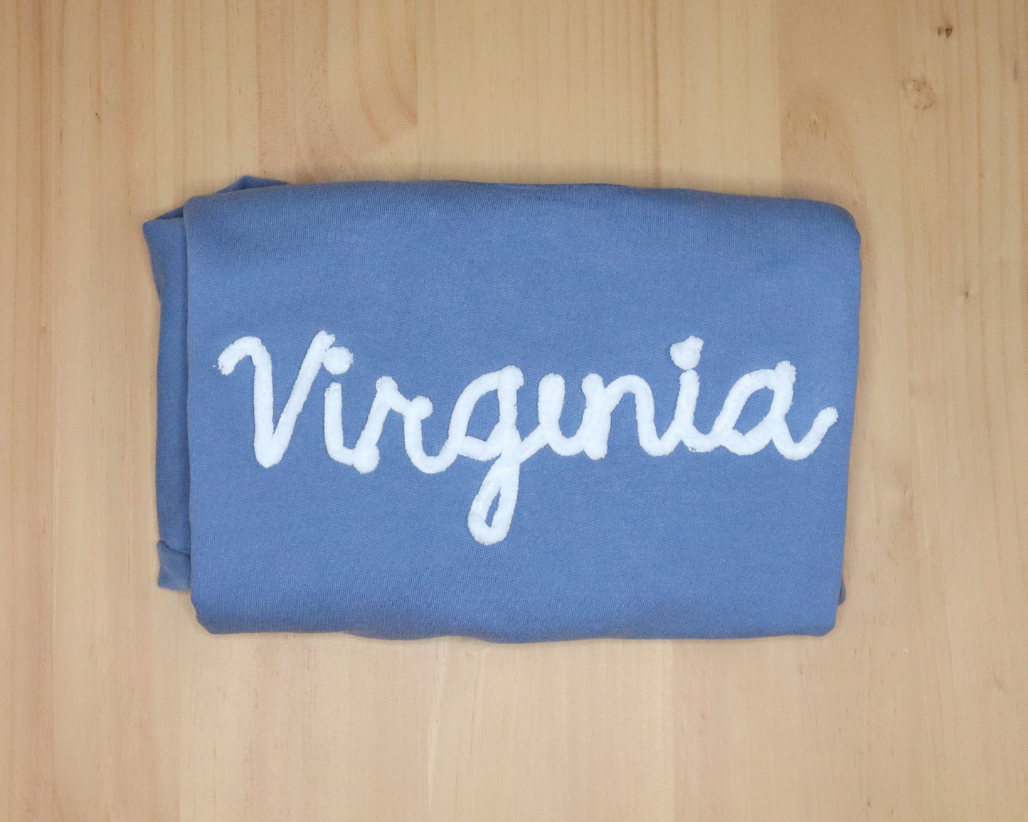 Custom Yarn Embroidery Sweatshirt (Blue Jean "Virginia")