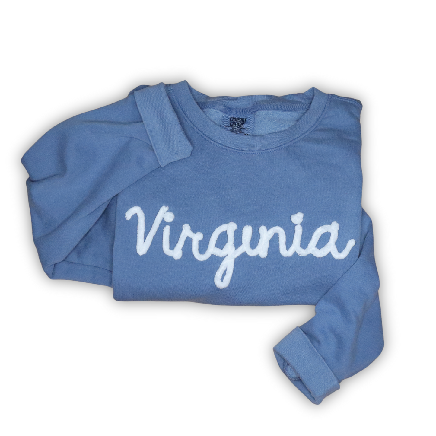 Custom Yarn Embroidery Sweatshirt (Blue Jean "Virginia")