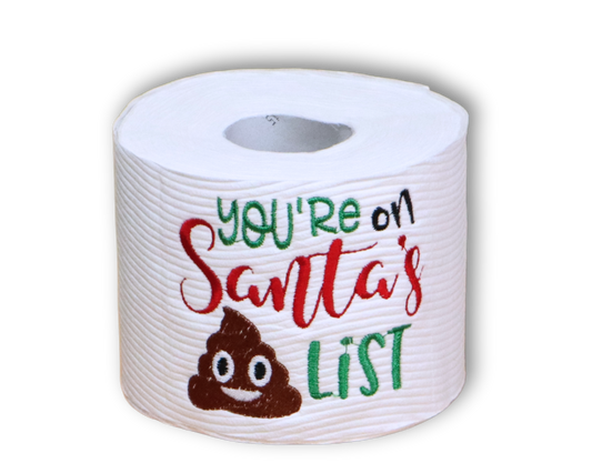 Santa's Poop List, Embroidered Toilet Paper Roll