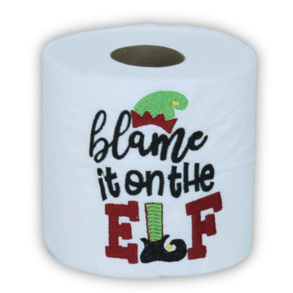 Blame it on the Elf Embroidered Toilet Paper Roll