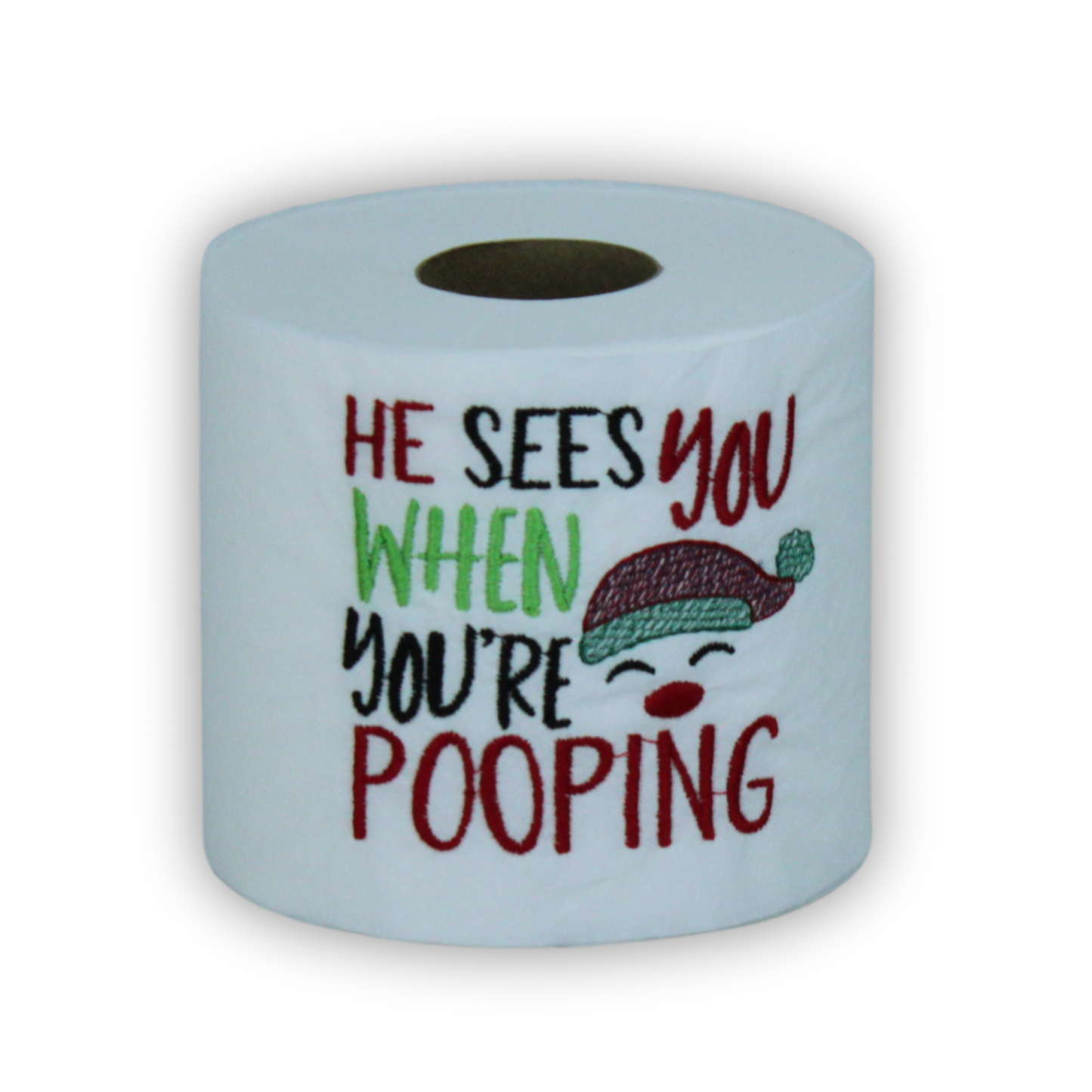 He Sees You, Hilarious Santa Poop-Themed Embroidered Toilet Paper Roll
