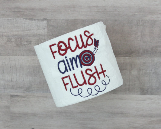 Focus Aim Flush, Embroidered Toilet Paper Roll