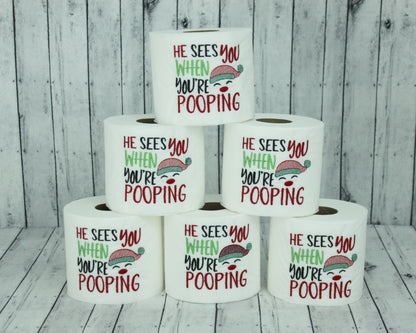 He Sees You, Hilarious Santa Poop-Themed Embroidered Toilet Paper Roll