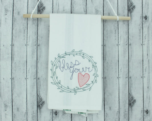 Bless Your Heart Embroidered Hand Towel