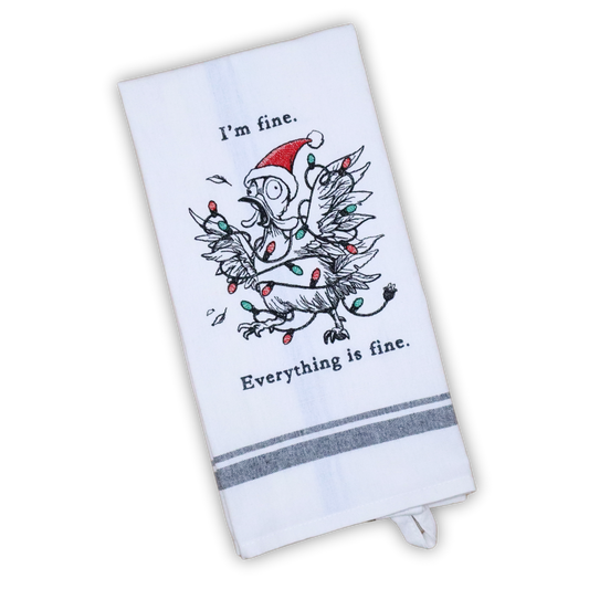 I'm Fine Frazzled Chicken Messy Christmas Lights * Embroidered Hand Towel
