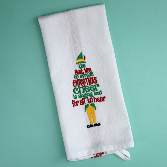 Embroidered Hand Towel * Elf Christmas Cheer