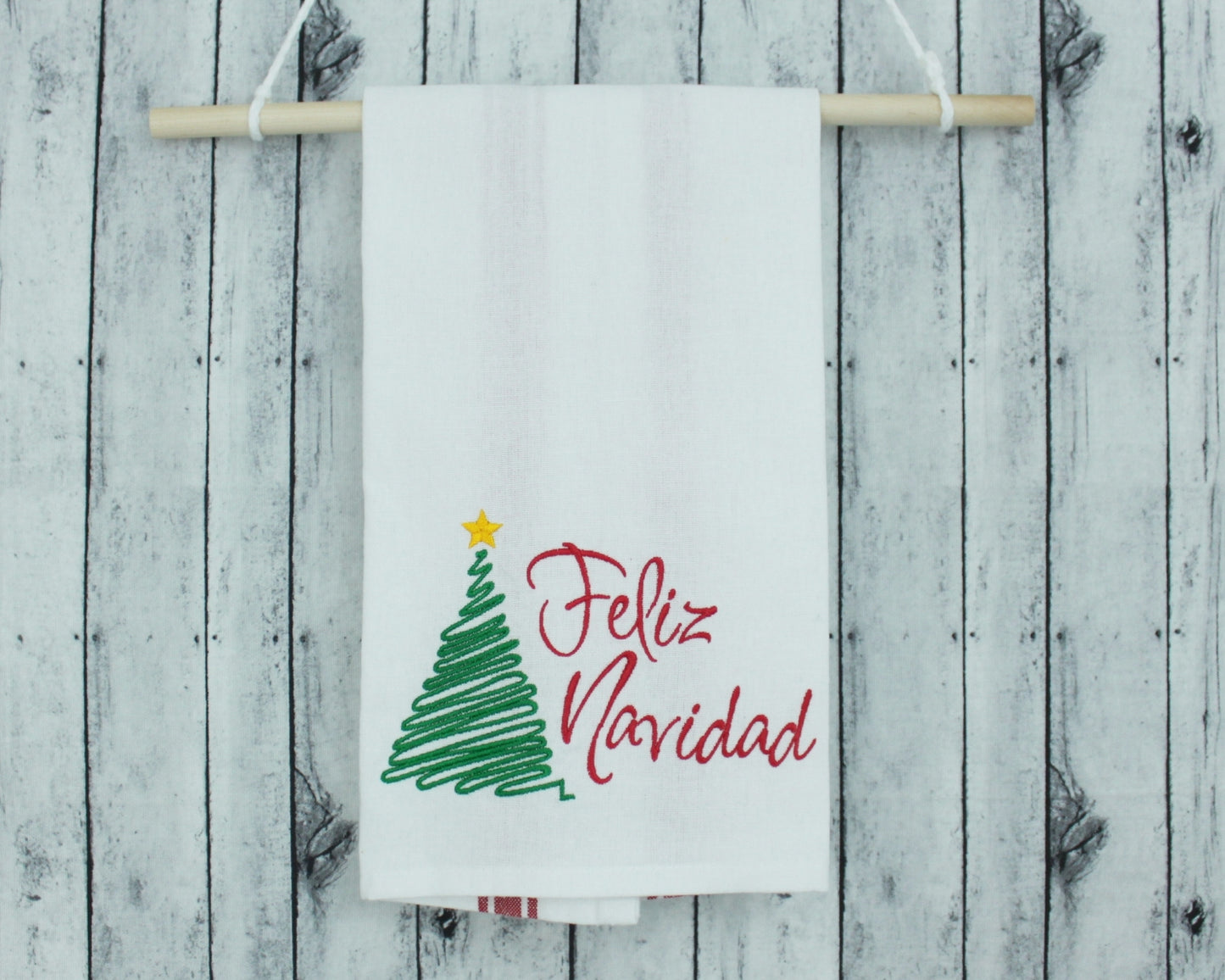 Feliz Navidad Embroidered Kitchen Towel