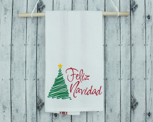 Feliz Navidad Embroidered Kitchen Towel