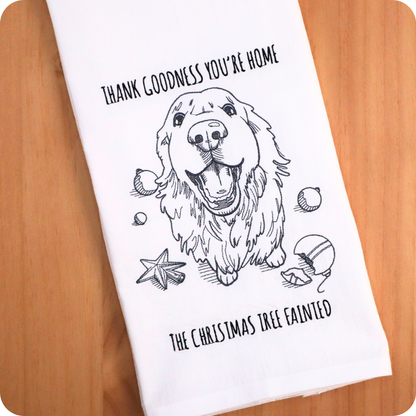 Christmas Dog Snarky Towel * Tree Fainted * Retriever
