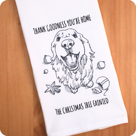 Christmas Dog Snarky Towel * Tree Fainted * Retriever