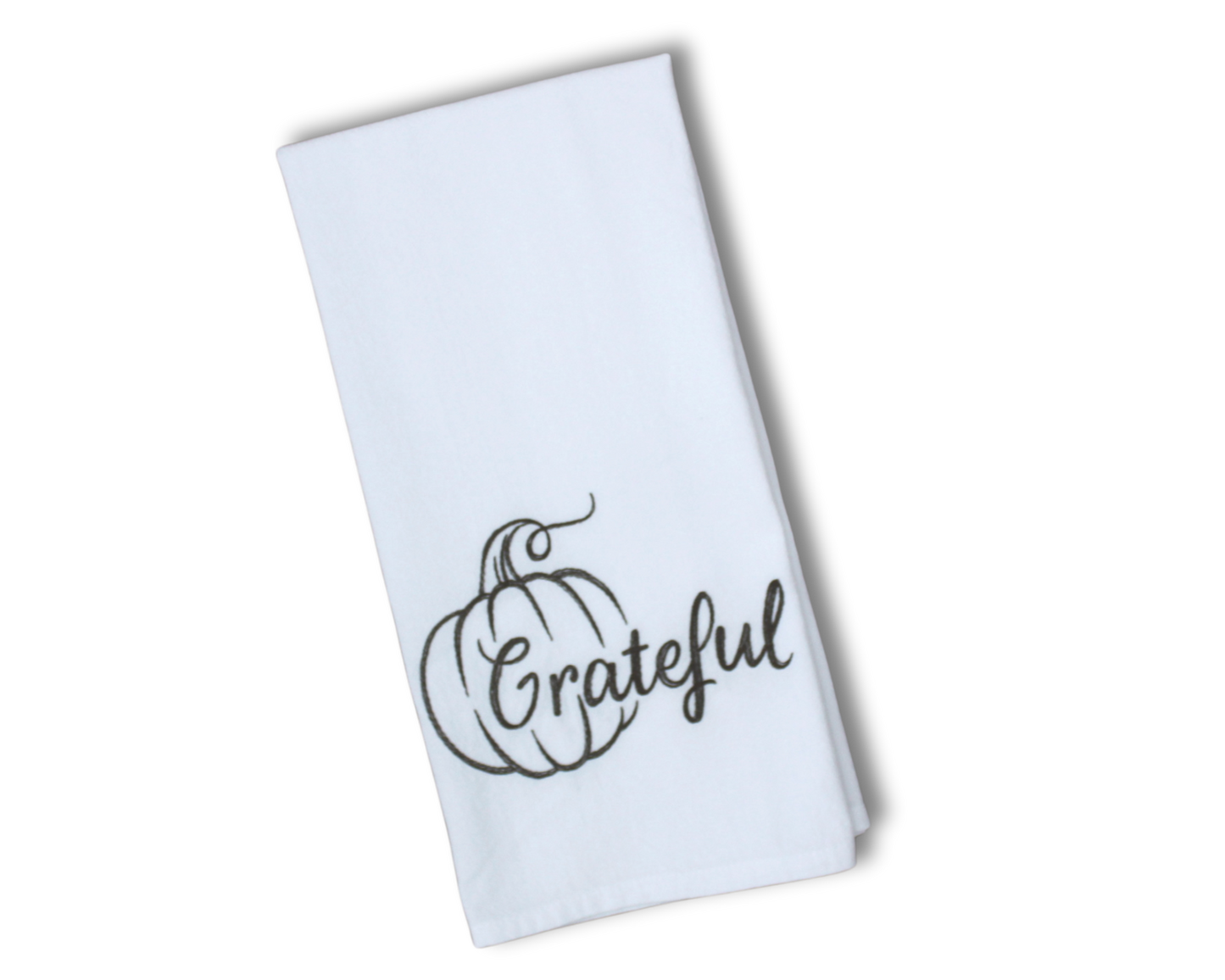 Grateful Pumpkin Embroidered Flour Sack Towel