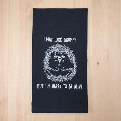 Hedgehog Towel – “I May Look Grumpy” Embroidered, Cute & Funny