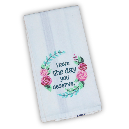 Have the Day Floral Embroidered Hand Towel