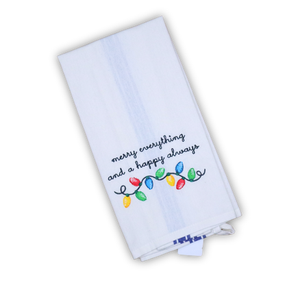 Embroidered Hand Towel * Merry Everything Holiday Lights