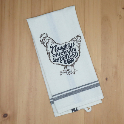 Naughty Chickens Embroidered Kitchen Towel