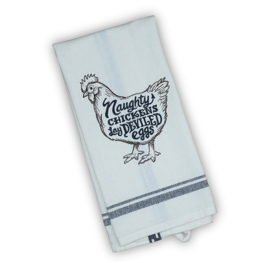 Naughty Chickens Embroidered Kitchen Towel