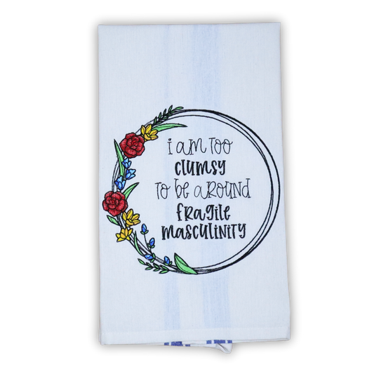 Snarky Embroidered Kitchen Towel – The Fragile Masculinity Towel