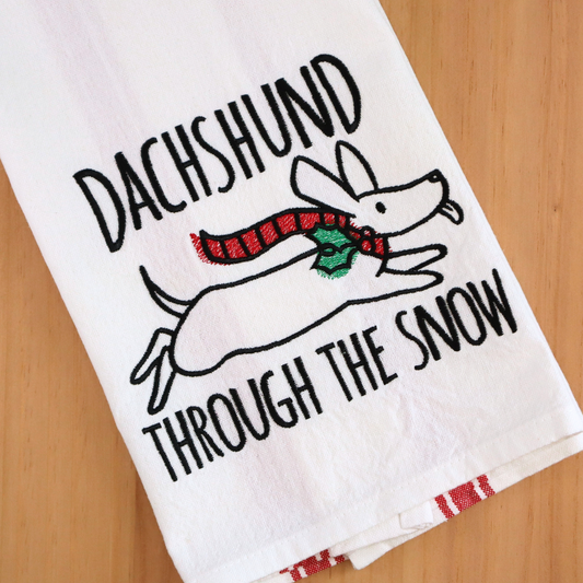 Embroidered Hand Towel * Dachshund through the Snow